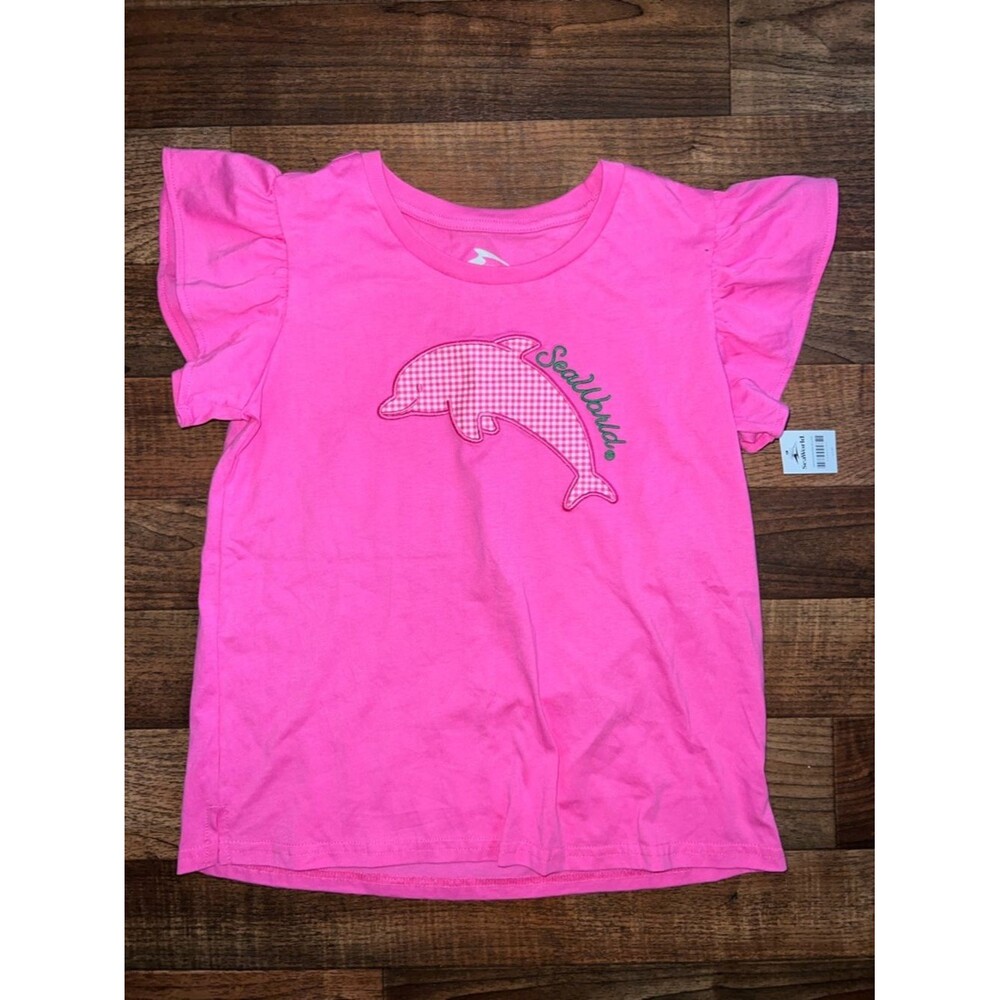 Pink Dolphin Graphic Ruffle Sleeve Kids Tee
